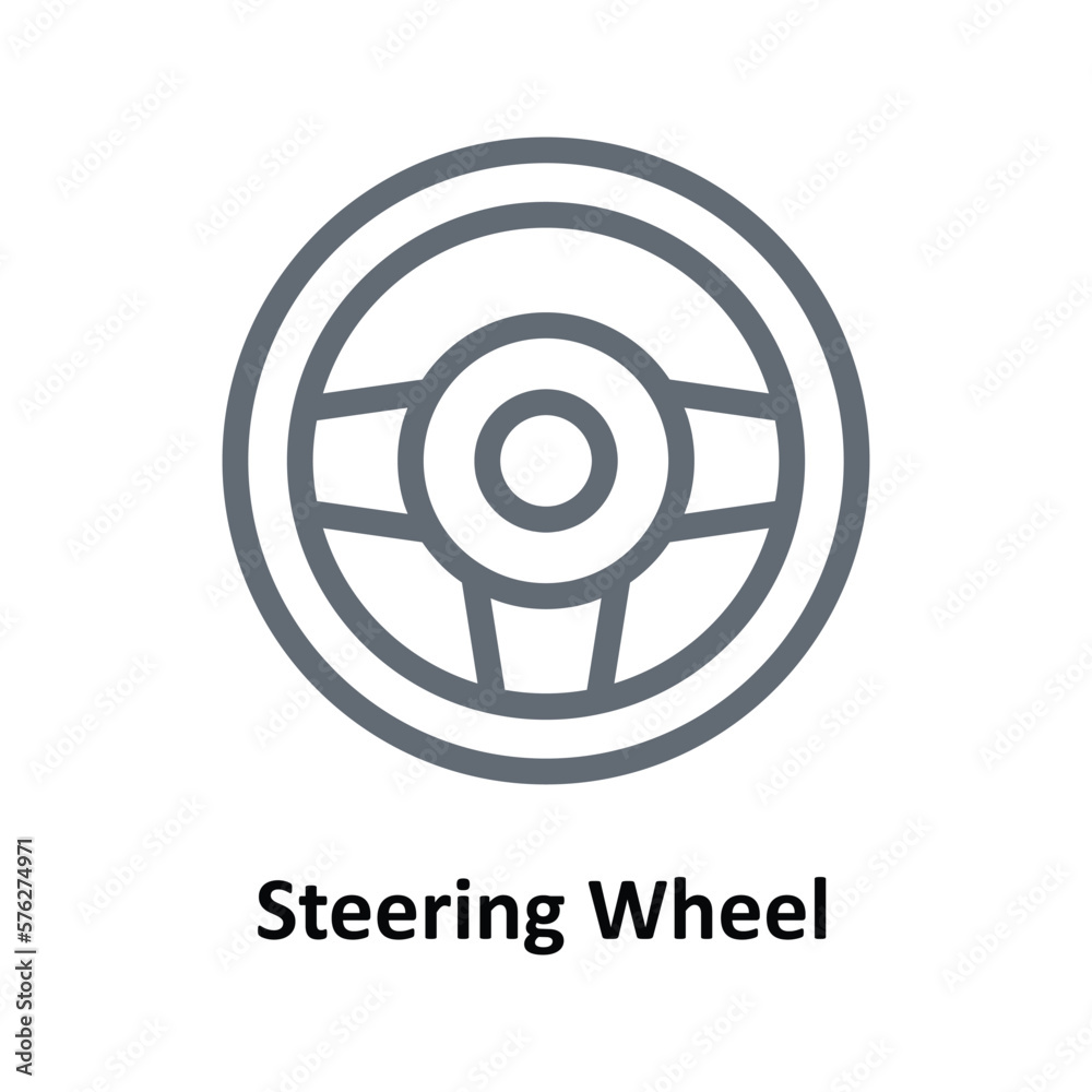Steering Wheel Vector Outline Icons. Simple stock illustration stock