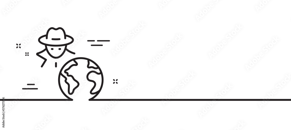 Fraud line icon. Spy of thief sign. Cyber hack symbol. Minimal line illustration background. Fraud line icon pattern banner. White web template concept. Vector Fraud line icon. Spy of thief sign. Cyber hack symbol. Minimal line illustration background. Fraud line icon pattern banner. White web template concept. Vector