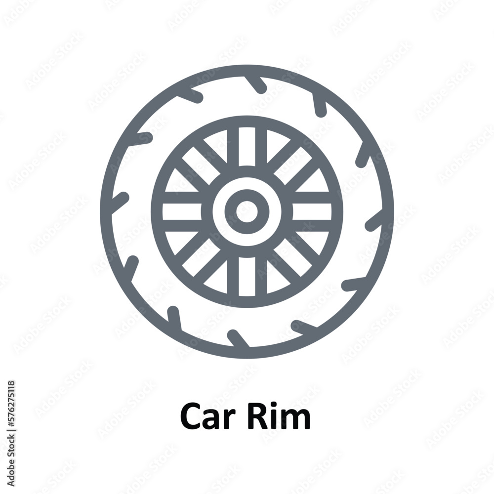 Car Rim Vector Outline Icons. Simple stock illustration stock