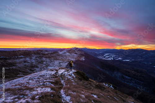 Fototapeta Naklejka Na Ścianę i Meble -  sunset in the Bieszczady mountains