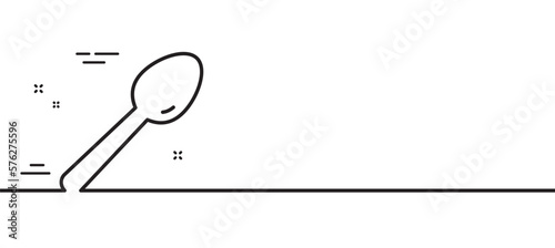 Spoon line icon. Kitchen cutlery sign. Kitchenware teaspoon utensils symbol. Minimal line illustration background. Spoon line icon pattern banner. White web template concept. Vector