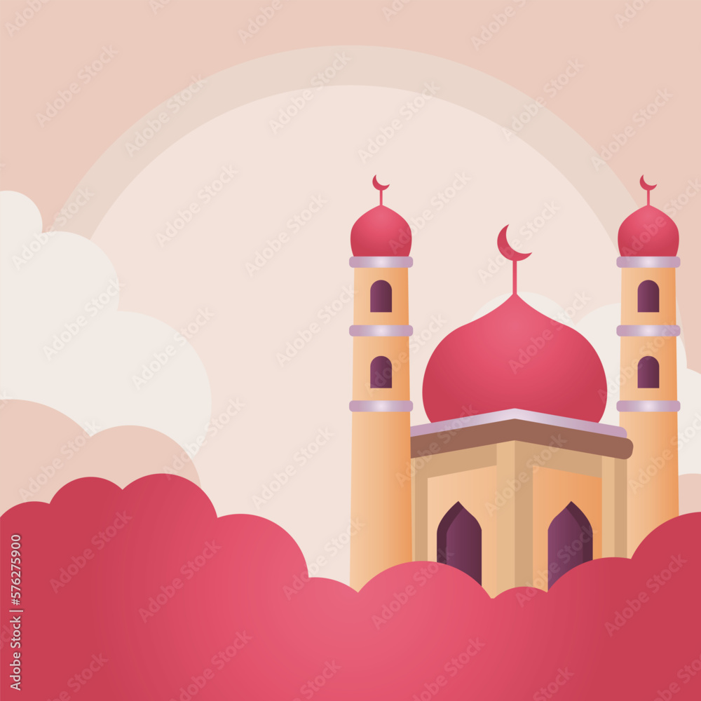 ramadan kareem illustration with beautiful color. premium vector background, banner, greeting card etc.