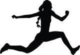 women athlete jumper triple jump black silhouette