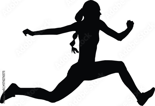 women athlete jumper triple jump black silhouette