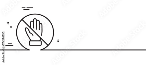 Corrupt line icon. No money bribe sign. Stop cash crime symbol. Minimal line illustration background. Corrupt line icon pattern banner. White web template concept. Vector