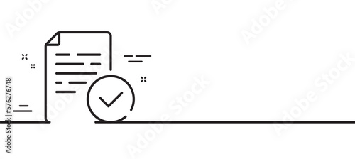 Compliance line icon. Approved test sign. Compliant certificate symbol. Minimal line illustration background. Compliance line icon pattern banner. White web template concept. Vector