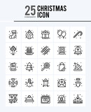 25 Christmas Outline icons Pack vector illustration.