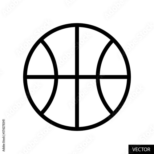 Basketball, basket ball vector icon in line style design for website design, app, ui, isolated on white background. Editable stroke. Vector illustration.