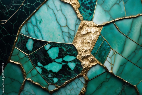 Kintsugi amazonite, labradorite, turquenite, malachite texture,  concept art, AI generated