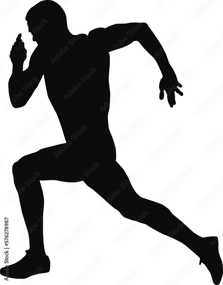 speed running muscular athlete runner black silhouette