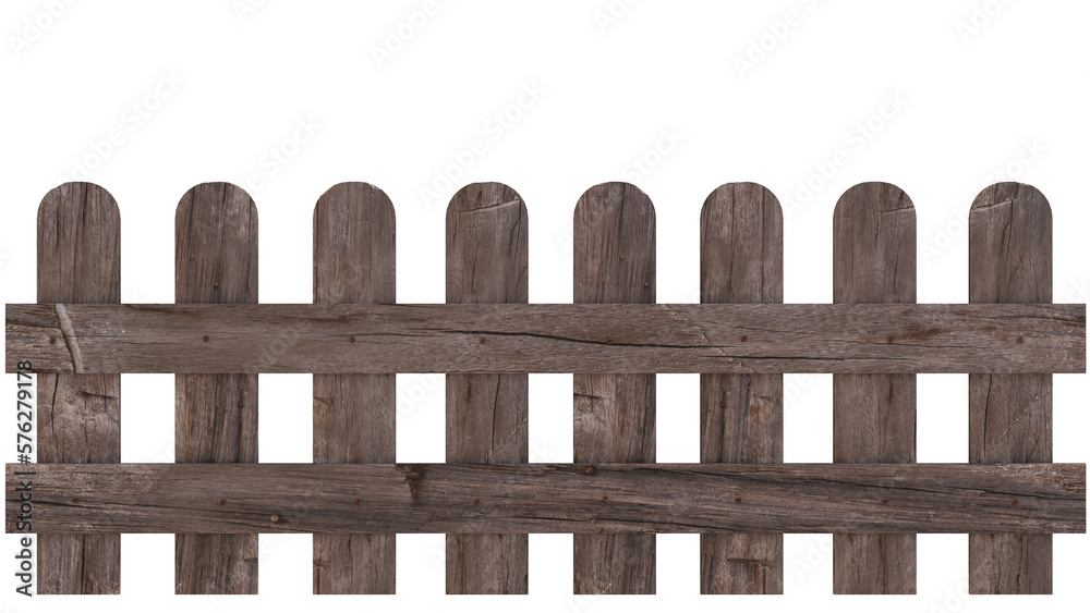 Old Wooden fence isolated on a transparent PNG background. Old Wooden fence isolated on a transparent PNG background.
