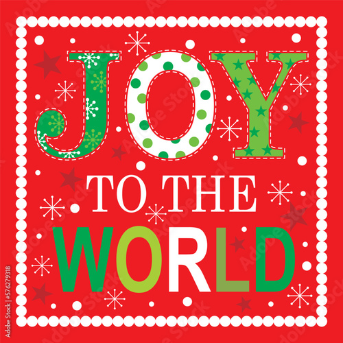 merry christmas with lettering of joy to the world