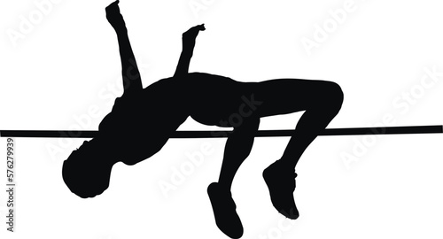 female athlete high jump black silhouette