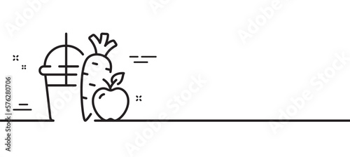 Juice line icon. Carrot with apple smoothie sign. Fresh vegetables symbol. Minimal line illustration background. Juice line icon pattern banner. White web template concept. Vector