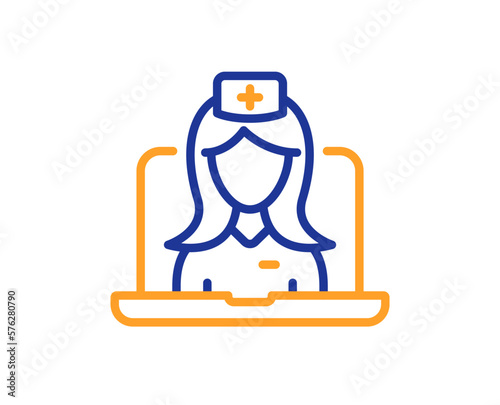 Telemedicine line icon. Online doctor sign. Medicine healthcare symbol. Colorful thin line outline concept. Linear style telemedicine icon. Editable stroke. Vector