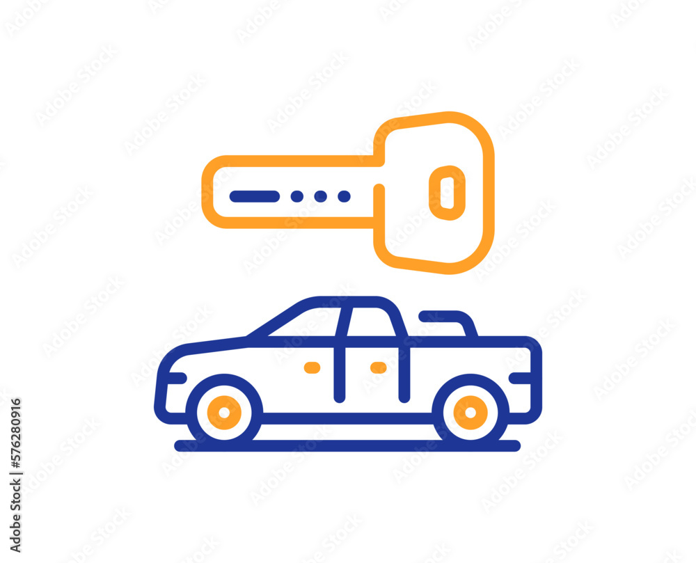 Car key line icon. Rent transport sign. Buy new vehicle symbol. Colorful thin line outline concept. Linear style car key icon. Editable stroke. Vector