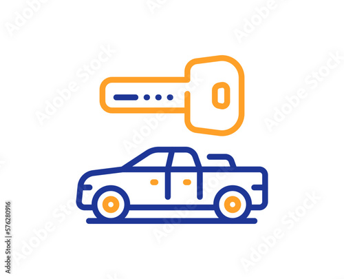 Car key line icon. Rent transport sign. Buy new vehicle symbol. Colorful thin line outline concept. Linear style car key icon. Editable stroke. Vector