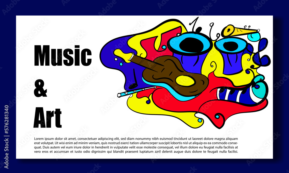Design abstract doodle hand drawn colorful music and art suitable for your design background and poster template