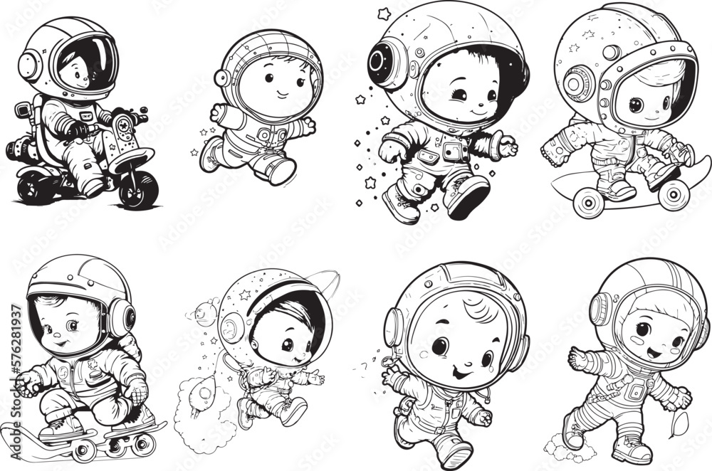 Set vectorial de astronautas bebé
