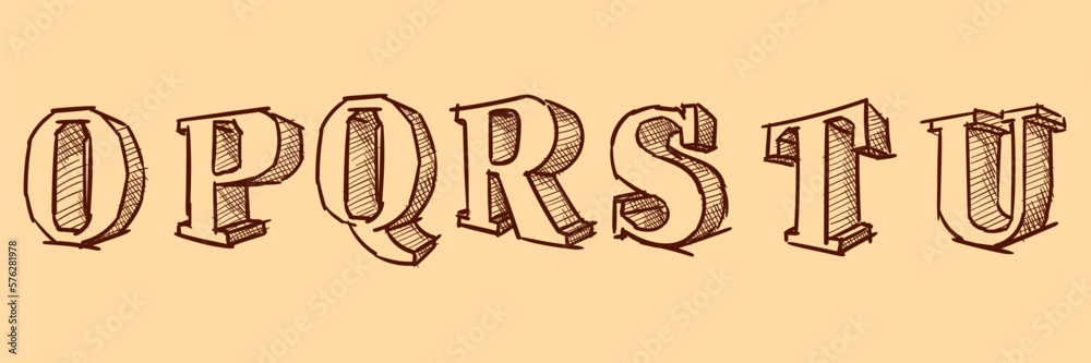 English alphabet in the style of three-dimensional letters with strokes. Voluminous handwritten text. Characters in the style of doodle drawing. Children's font. School style. Large letters English alphabet in the style of three-dimensional letters with strokes. Voluminous handwritten text. Characters in the style of doodle drawing. Children's font. School style. Large letters