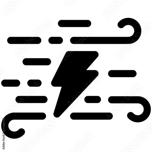thunder windy black solid icon