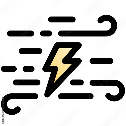 thunder windy black outline filled color icon