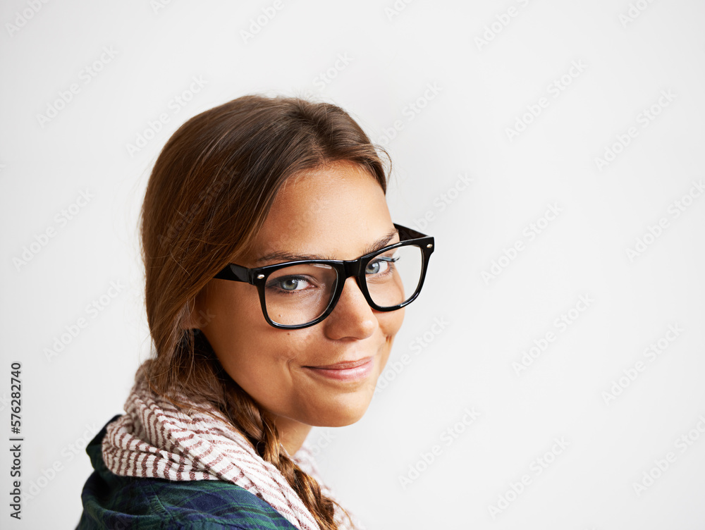 Shes got the trends down. A young hipster girl in studio. Shes got the trends down. A young hipster girl in studio.