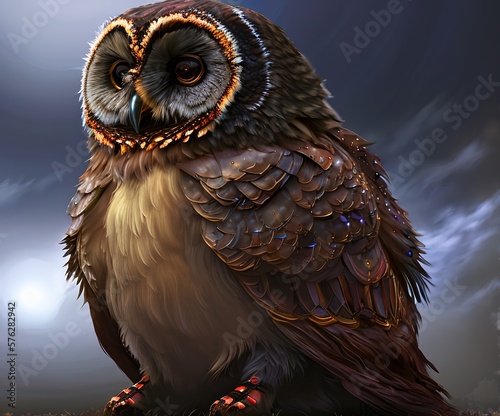 An owl sitting on the groun...