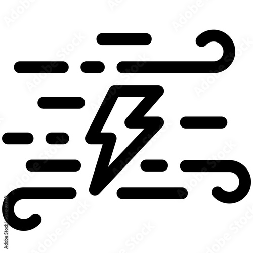 thunder windy black outline icon