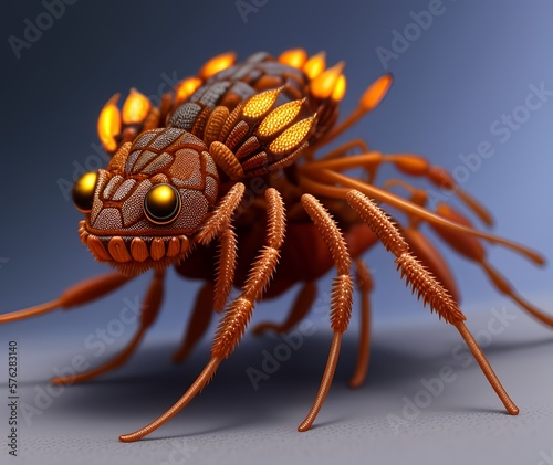 Orange and brown alien spid...
