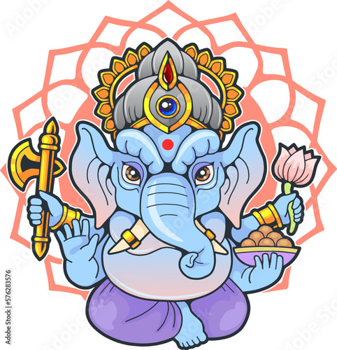 Indian elephant god Ganesha, illustration design