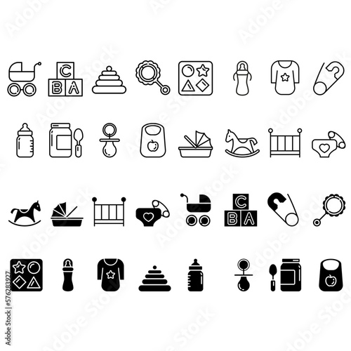 Kids toys icon vector set. Baby illustration sign collection. child symbol or logo.