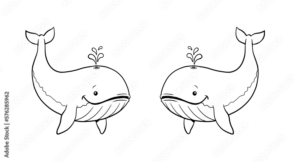 Cute whale to color in. Template for a coloring book with funny animals ...