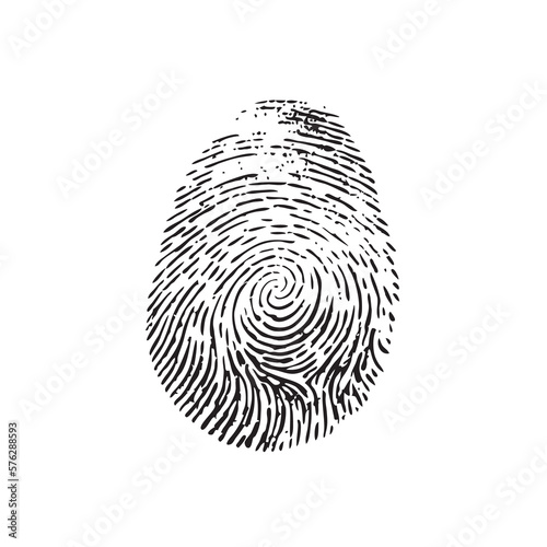 Fingerprint Icon, Finger Print Identity Symbol, Grunge Thumbprint Sign, Fingerprint, ID Vector Illustration
