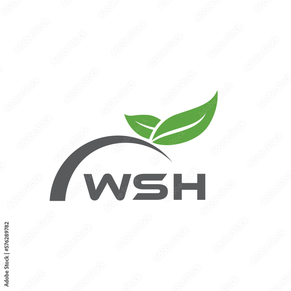 Fototapeta premium WSH letter nature logo design on white background. WSH creative initials letter leaf logo concept. WSH letter design.
