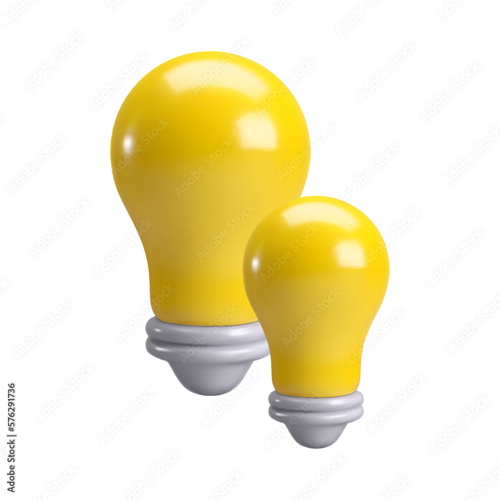 3d cartoon style minimal yellow light bulb icon. Idea, solution, business, strategy concept. 3d cartoon style minimal yellow light bulb icon. Idea, solution, business, strategy concept.