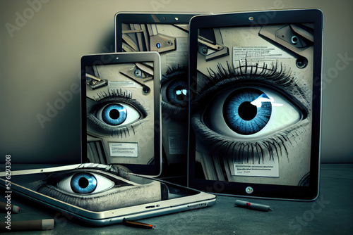 Artificial Intelligence spying on humans - Generative AI illustration