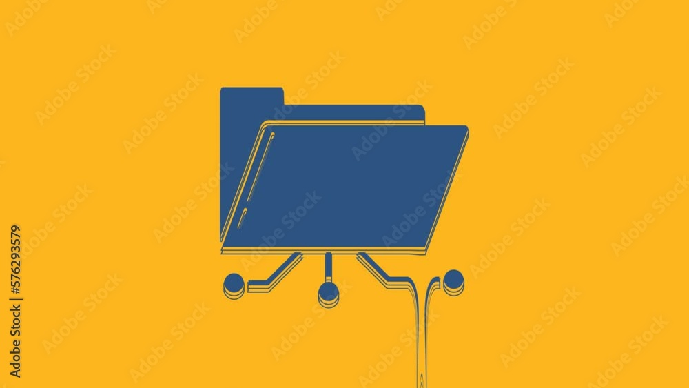 Blue Folder and lock icon isolated on orange background. Cyber defense. Security, safety, protection concept. 4K Video motion graphic animation Blue Folder and lock icon isolated on orange background. Cyber defense. Security, safety, protection concept. 4K Video motion graphic animation