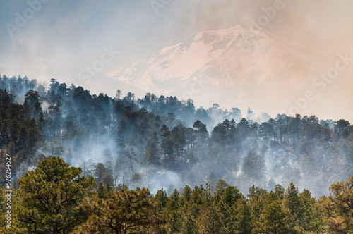 The San Francisco Peaks in Coconino National Forest on Fire