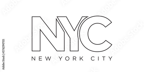 NYC, New York City, USA typography slogan design. America logo with graphic city lettering for print and web.