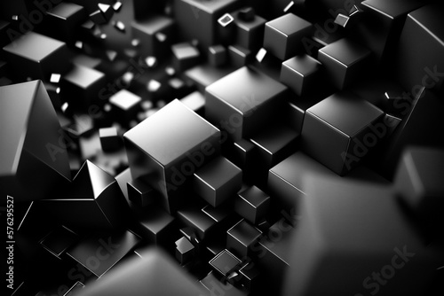 Modern abstract black background. Modern technology wallpaper with black cubes