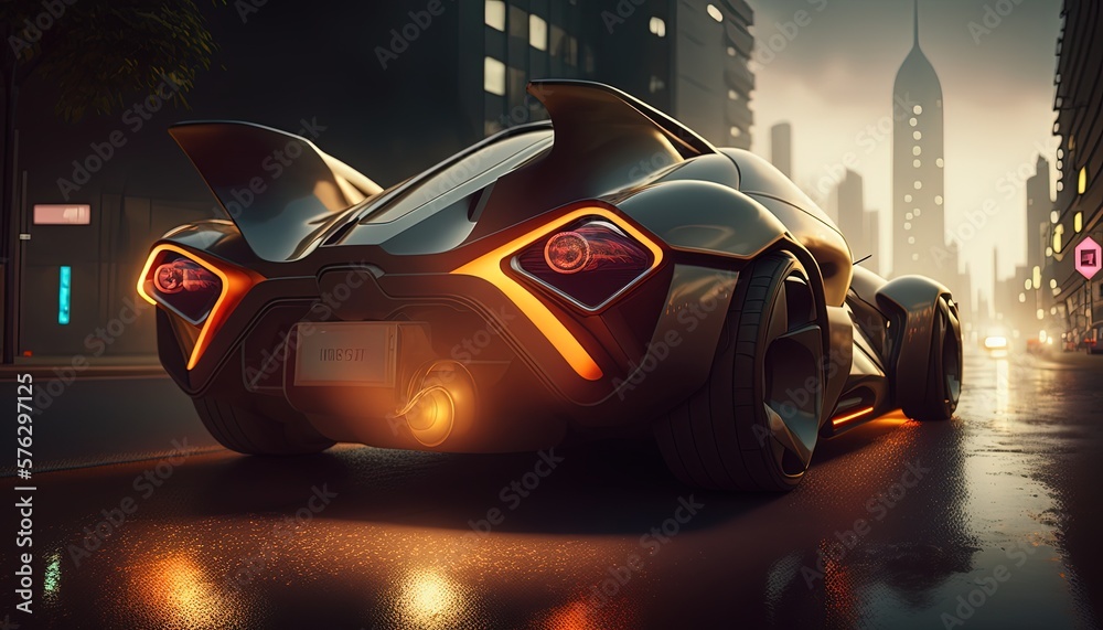 futuristic car with ambient sci-fi fantasy, Generative Ai futuristic car with ambient sci-fi fantasy, Generative Ai
