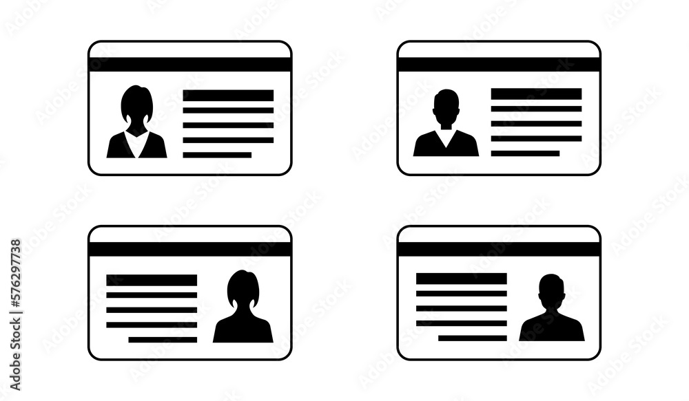 identity-card-set-identity-verification-card-id-card-with-silhouette