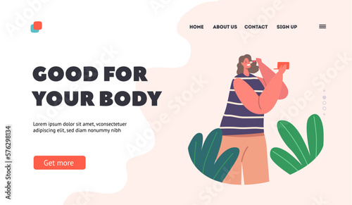 Face Beauty, Care, Daily Routine Landing Page Template. Female Character Make Up Procedure Cartoon Vector Illustration