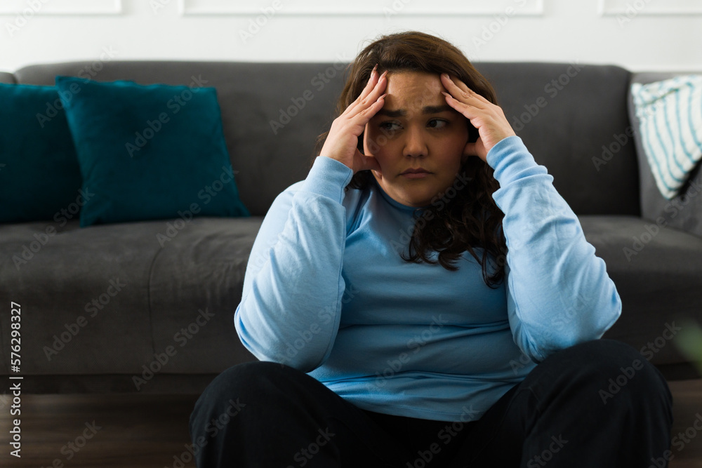 Anxious young woman having mental health problems Anxious young woman having mental health problems