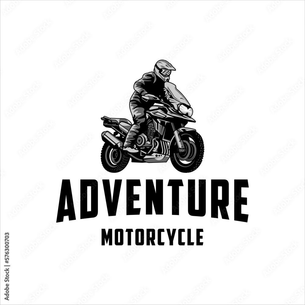 Obraz premium Motorcycle touring logo with masculine design style