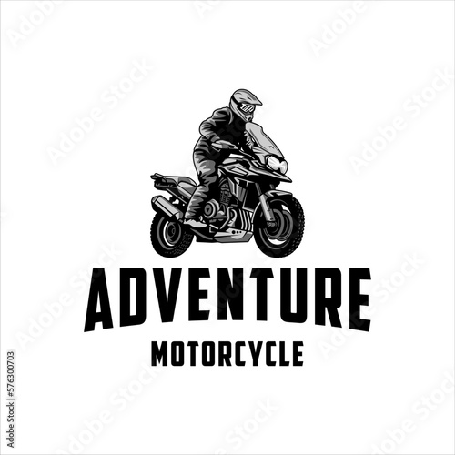 Motorcycle touring logo with masculine design style