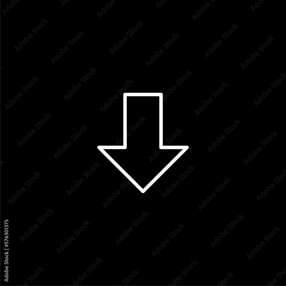 Arrow indicated the direction symbol isolated on black background. Arrow indicated the direction symbol isolated on black background.