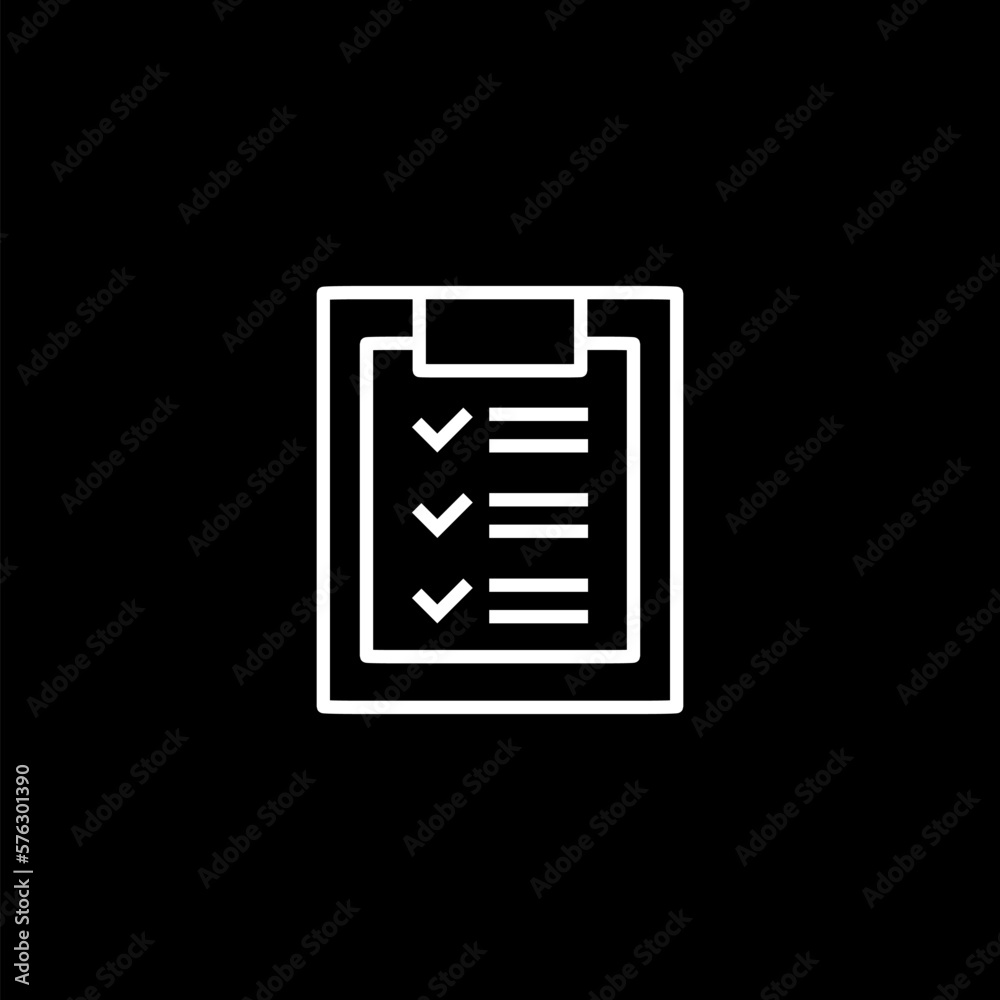 Outline evaluated test paper icon for web design isolated on black Outline evaluated test paper icon for web design isolated on black