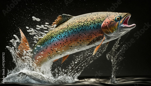 Trout Fishing at Its Best: Catching a Rainbow Trout , generated by IA 